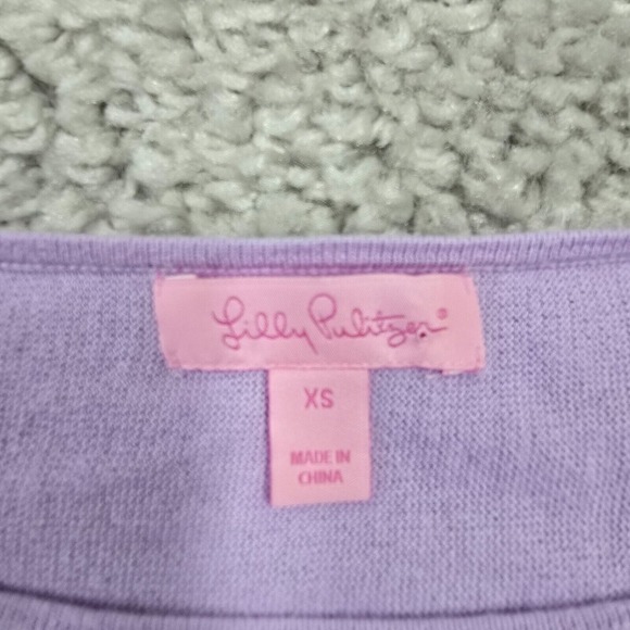Lilly Pulitzer Elba Sweater Womens XS Purple Tassel 3/4 Sleeve Beach Resort - Picture 5 of 14